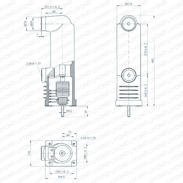 disegnu chista imbarcati polu di vacuum interrupter 12kV EEP3-12 / 1600-40 EEP3-12 / 1250-40