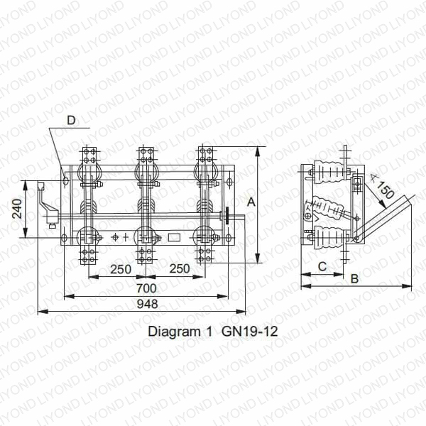 GN19-12(C)Innendørs AC High Voltage Disconnect Switch