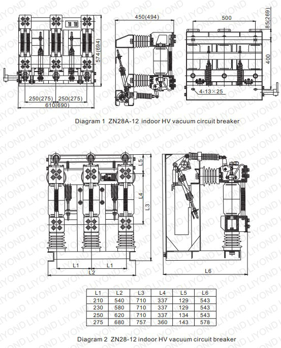 ZN28-12(ZN28A-12) Binnenshuise hoë spanning Vacuum Circuit onderbreek TOV