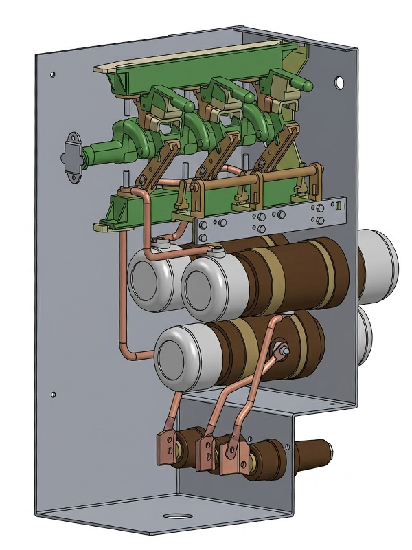 C-GIS Switchgear Internal Layout 3D Rendering