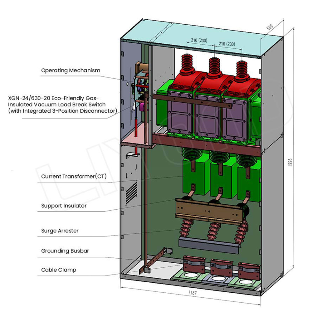 Structural Design of Liyond Eco-Friendly RMU with SF6-Free Load Break Switch 210mm-230mm